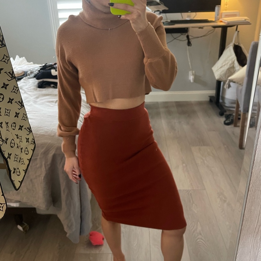 Leith Burnt Orange Bodycon Skirt